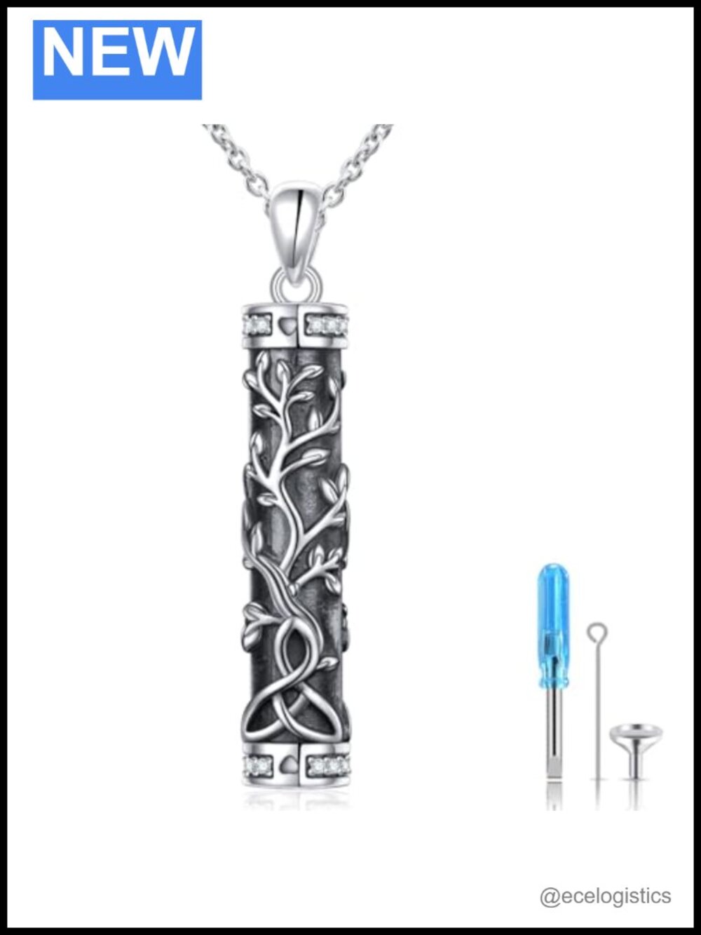 Urn Necklace 925 Sterling Silver Tree of Life Celtic Cremation Pendant Ashes